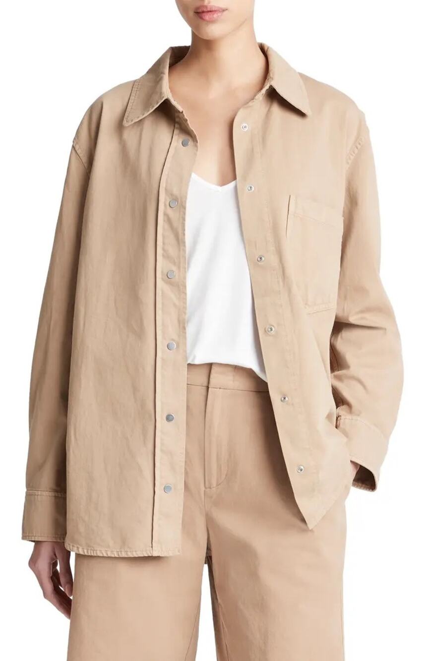 VINCE Cotton Twill Shirt Jacket Small